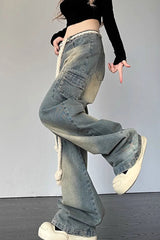 Streetwear Heart Patchwork Jeans