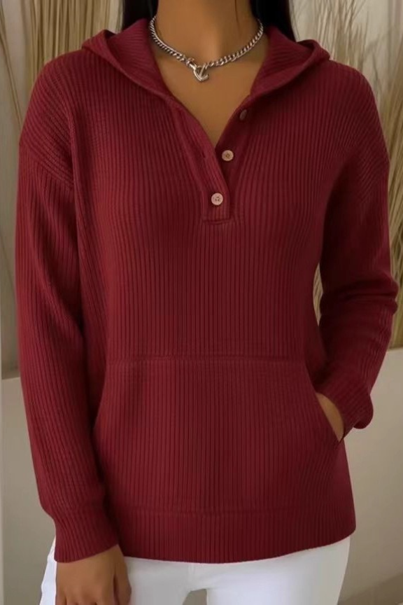 Solid Waffle Open Front Casual Stylish Hoodie Main image