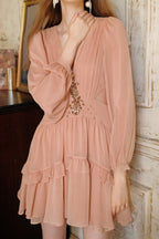 Crystal Cut Out Ruched Mini Dress