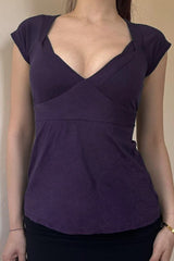 Essential Fitted Solid Plunging V Neck T-Shirt
