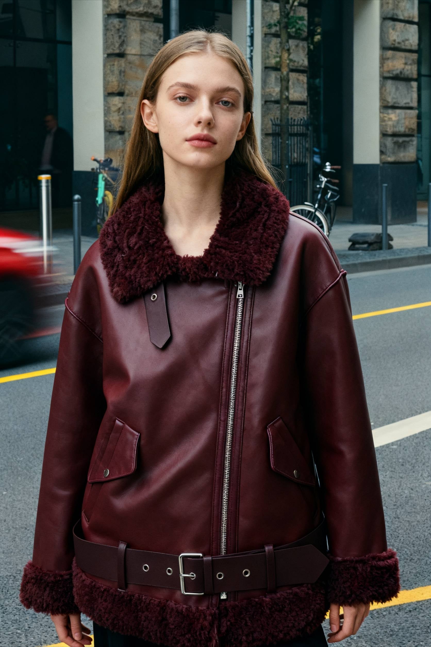 Amy Fashion - New Faux Leather Double Sided Coat Secondary image