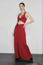 Hollow Out Patchwork Maxi Knit Set