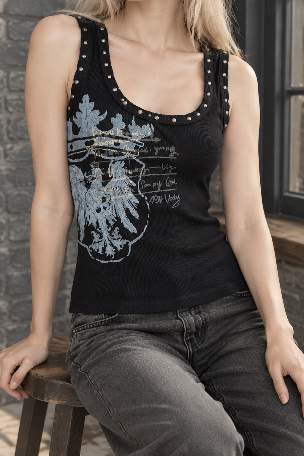 Y2K Slim Ripped Punk Tank Top Secondary image