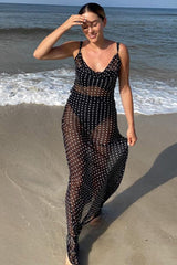 Sheer Mesh Backless Tie Cami Maxi Dress