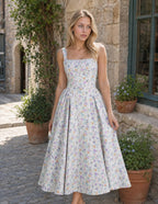 Bohemian Fragmented Flower Midi Dress