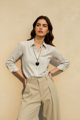 Pure Linen Casual Button Down Blouse