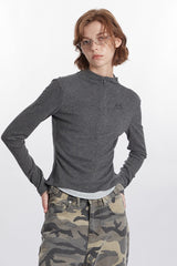 Layered Collar Slim Knit Top