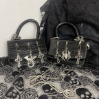 Y2K Gothic Metal Punk Pin Small Spider Rabbit Decorate Messenger Bag