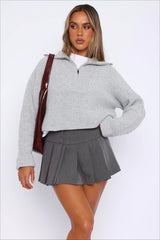 Zip Neck Knit Sweater