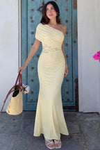 Off-Shoulder Lace Ruched Bodycon Lace Dress