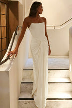 Boned Lace-Up Strapless Party Dress