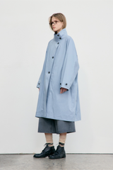 Solid Stand Collar Single Breasted Long Loose Overcoat