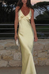 Chic Backless Satin Sling Maxi Dress