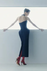 Halter Neck Backless Denim Dress