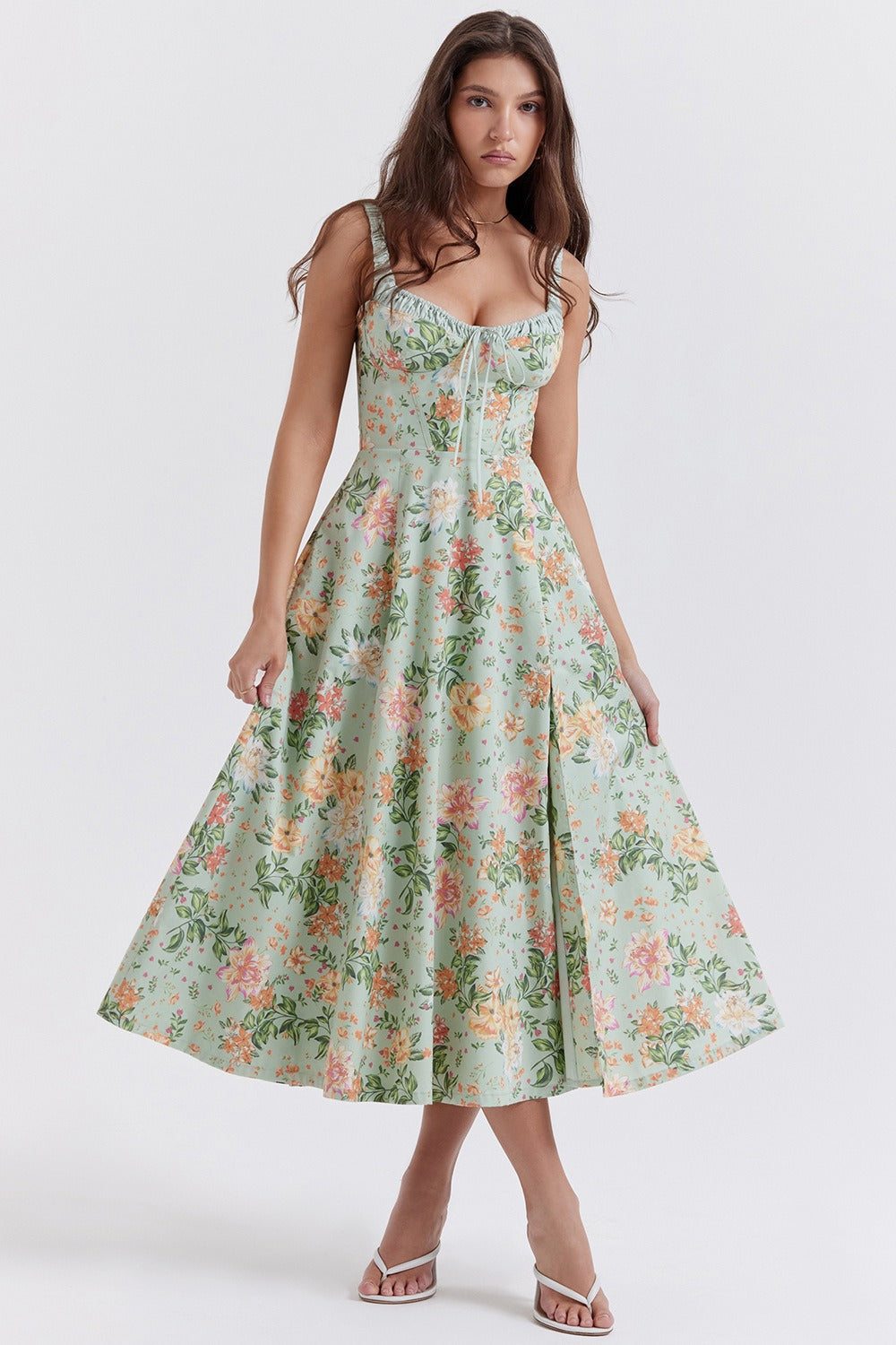 Patchwork Print Wrap Flowy Floral Dress Secondary image