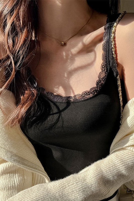 Lace Trim Backless Layering Cami Top Main image