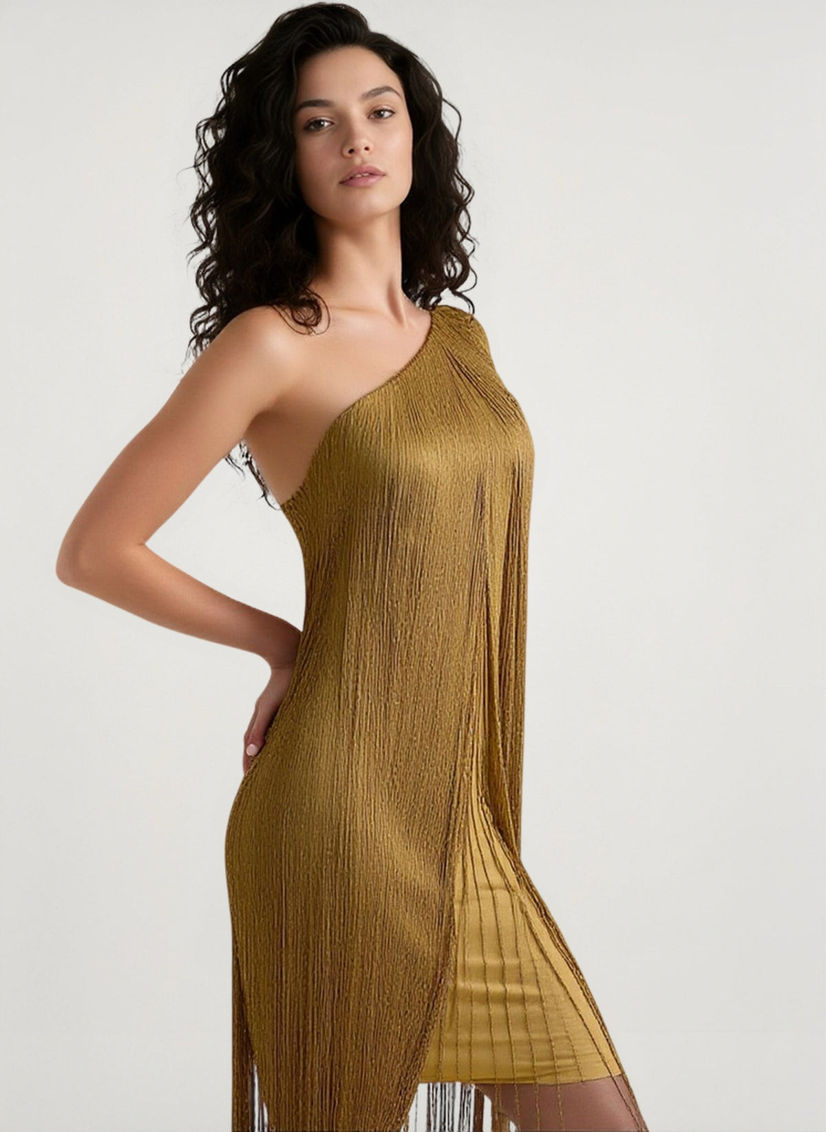 Simple Flowy Fringe Party Cocktail Dress Main image