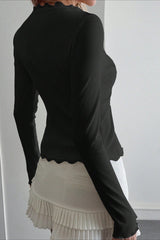 Retro Sheer Lace Long Sleeve Top