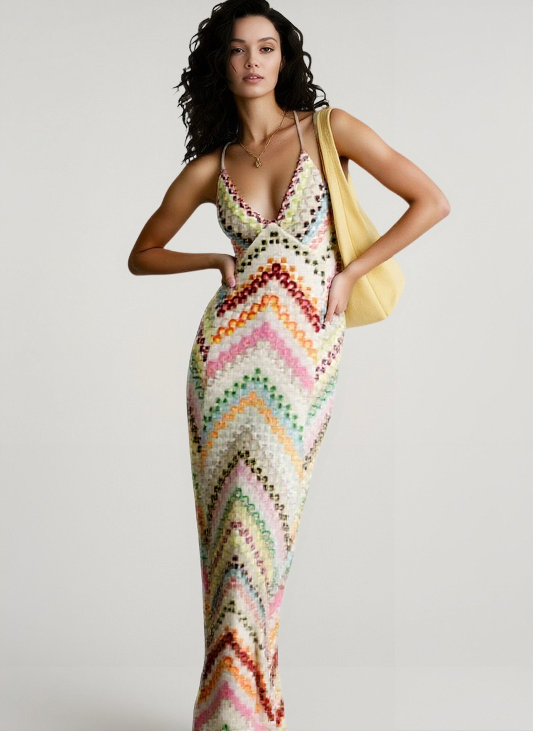Boho Bodycon V Neck Cami Vacation Dress Main image