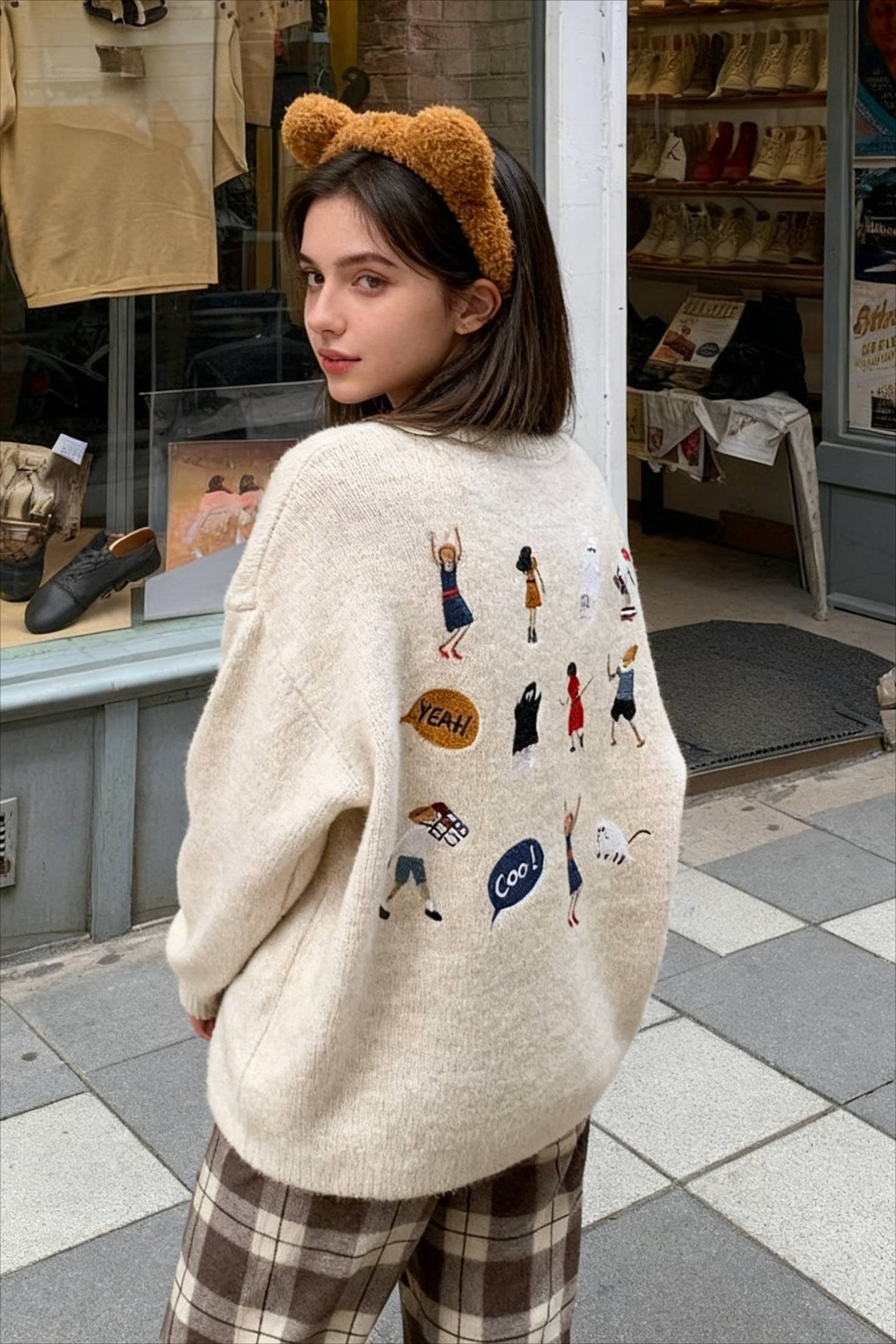 Cartoon Embroidered Knitted Sweater Main image