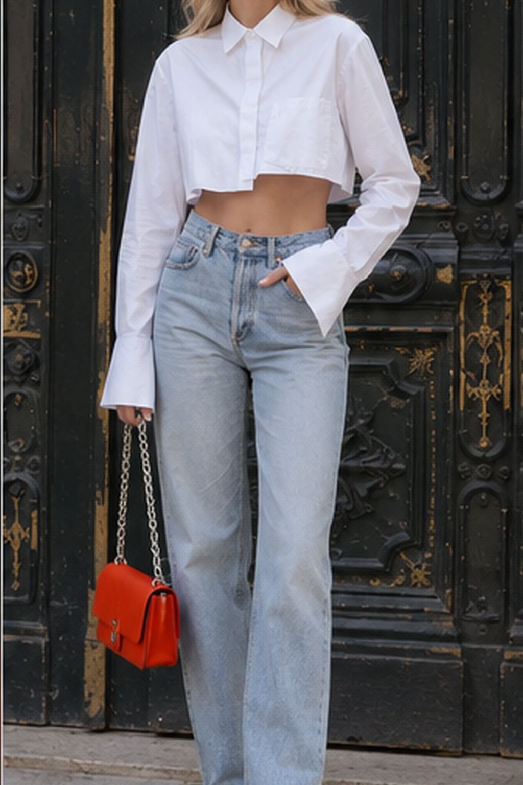 Asymmetrical Cotton Crop Shirt