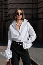 Floral Panel Collared Blouse