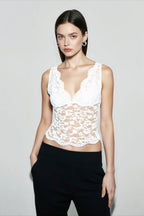 Deep V Lace Waist Cami Top