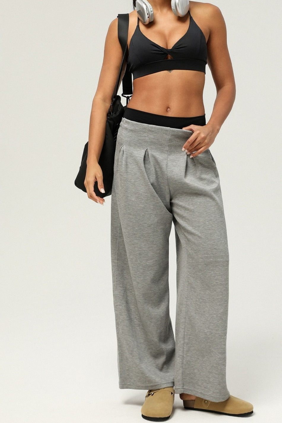 Sporty Casual Box Pleat Loose Straight Dance Pants Main image