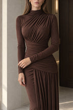 Simple Solid Long Sleeve Maxi Dress