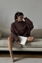Solid Oversized Longline Pullover Lounge Hoodie