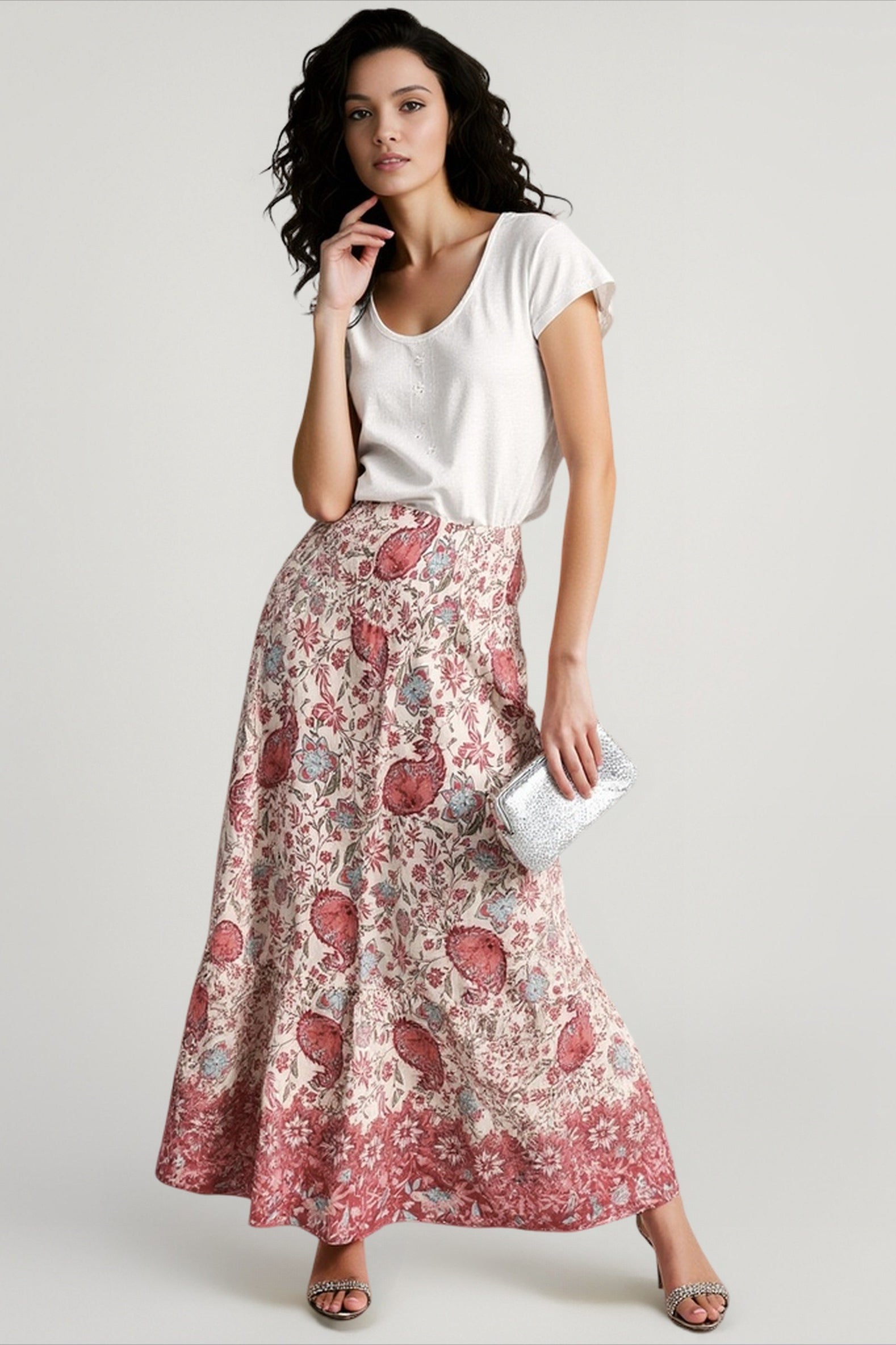 Elegant Print Boho Vacation Skirt Main image