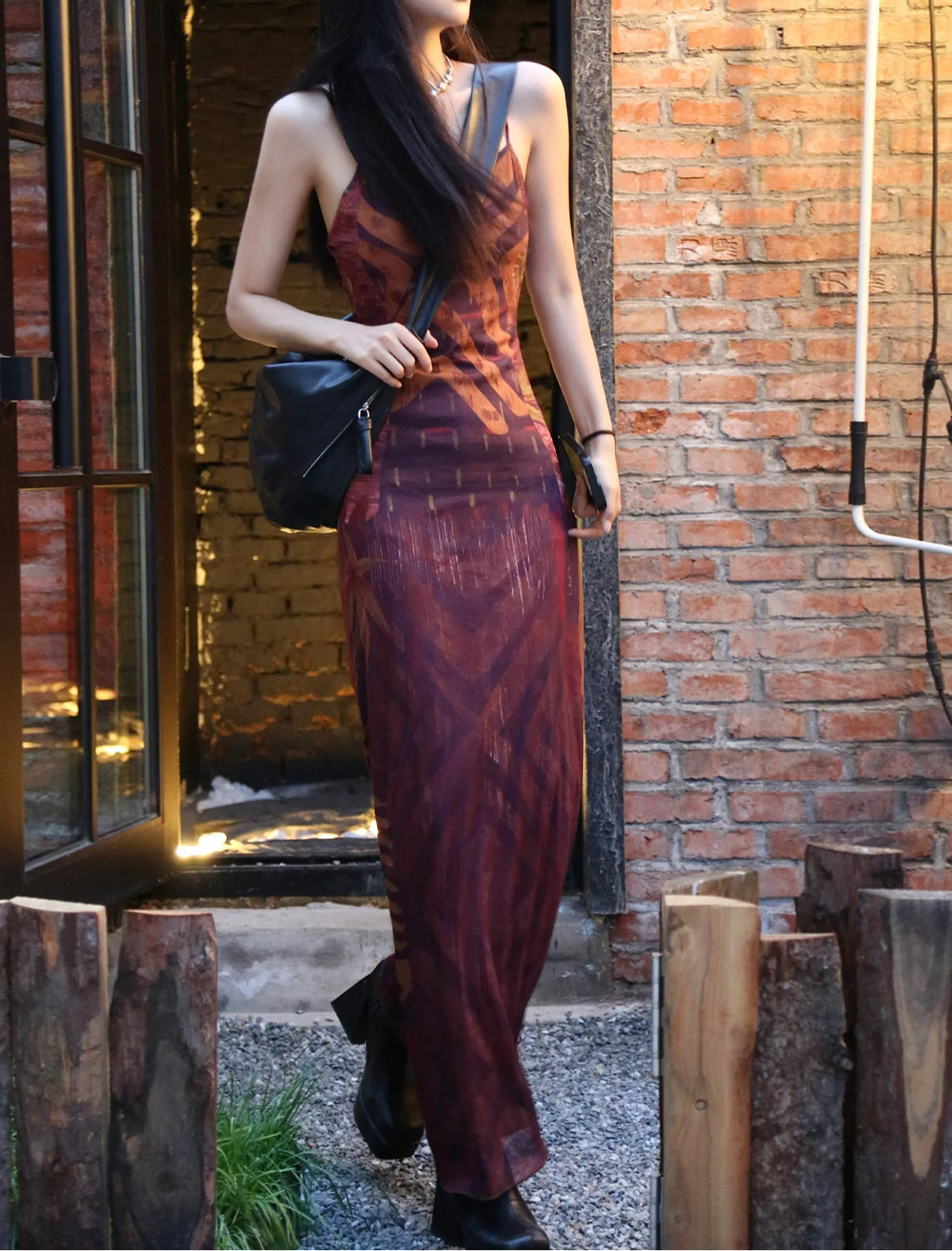 Printed Backless Strap Midi Dress Secondary image
