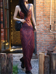 Printed Backless Strap Midi Dress