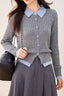 Ribbed Polo Layered Cardigan