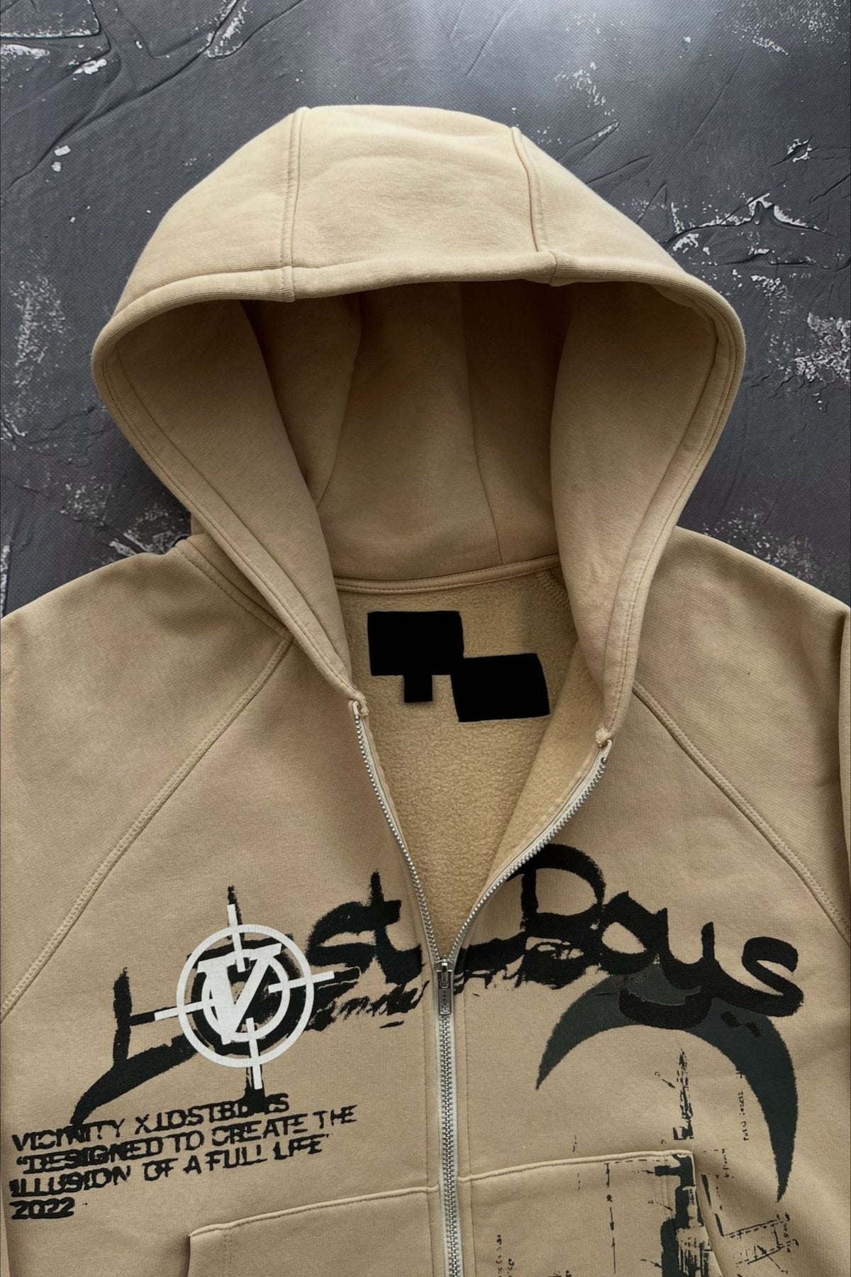 Bold Graphic Cropped Full Zip Hoodie