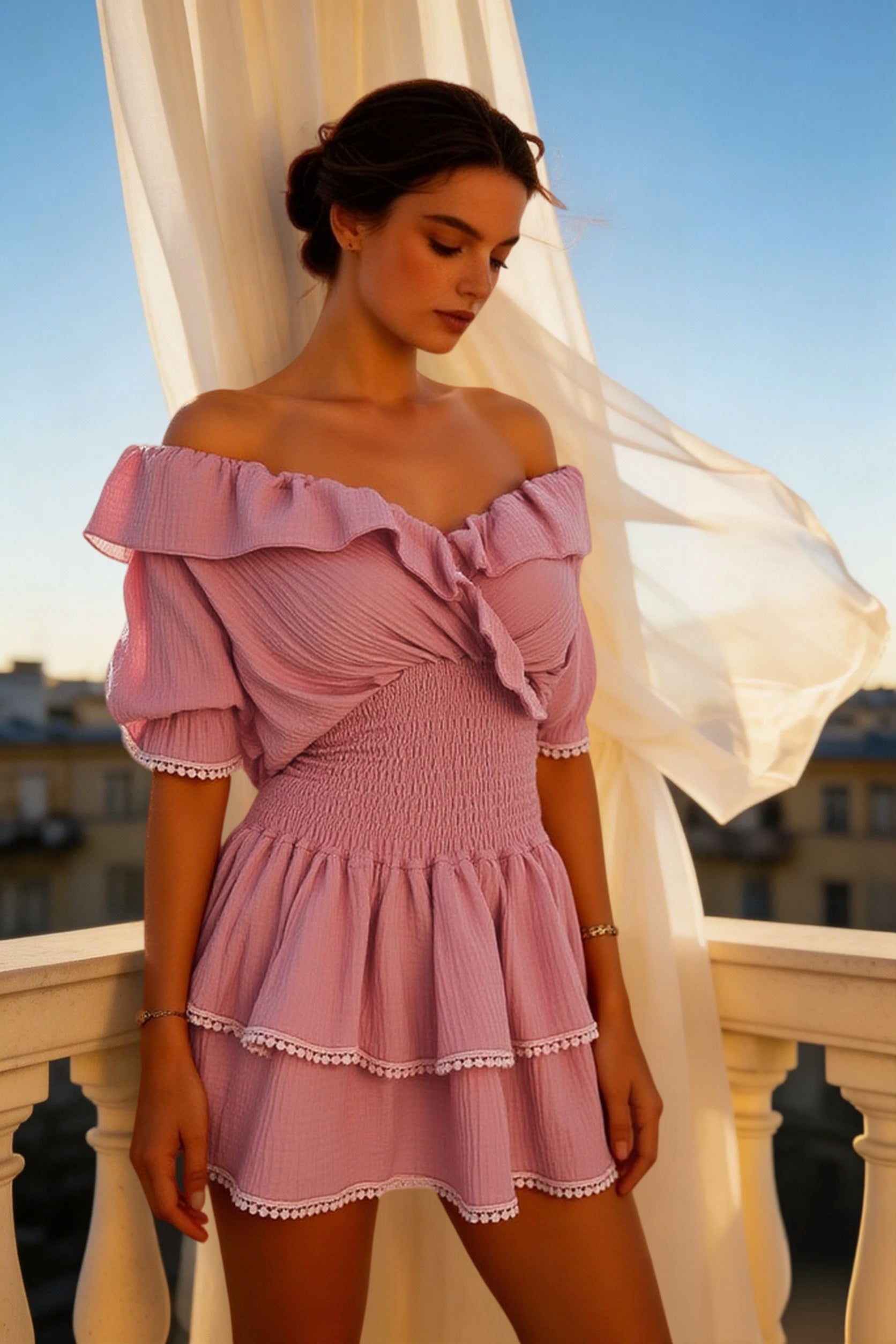 DressBetty - Summer Women  Slash Neck Mini Dress Main image