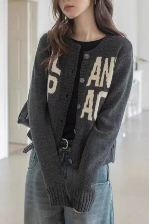 Loose Fit Letter Embroidery Sweater Secondary image