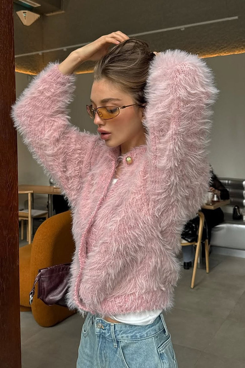 Heavyweight Plush Faux Fur Relaxed Cardigan Main image