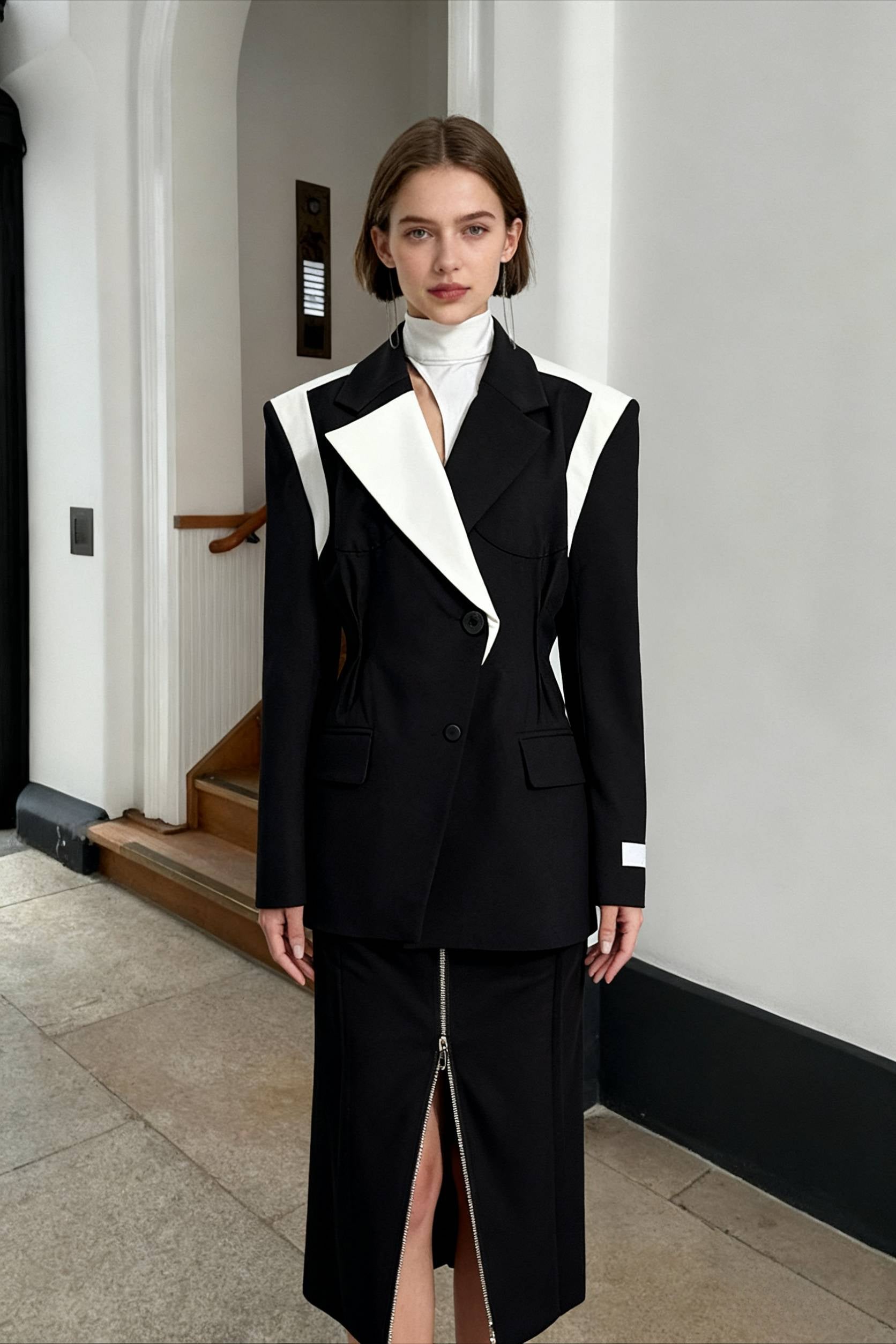 Single Button Color Block Blazer Main image