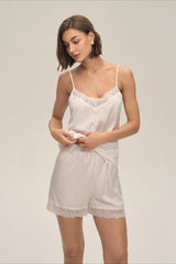 Lace Trim Cami Shorts Pajama Set