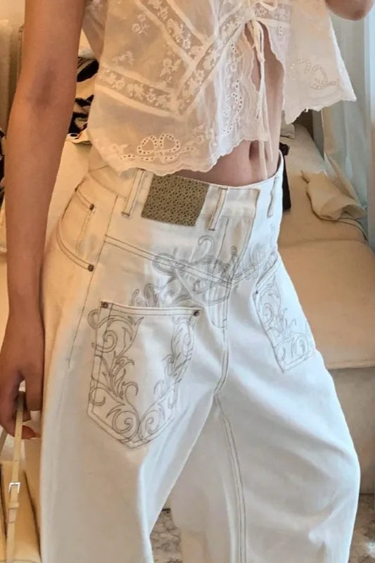 High Waist Printed Patchwork Jeans Secondary image