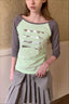 Cutlery Graphic Raglan Three Quarter Sleeve T-Shirt