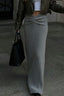 Solid Knit Turned Up Hem Bodycon Skirt