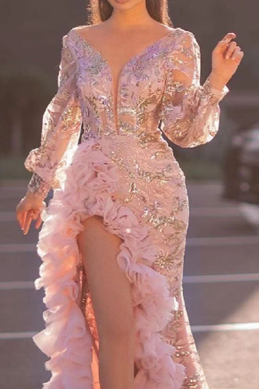 Sheer Train Maxi Party Dress Secondary image