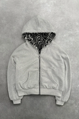 Reversible Leopard Print Zip Loose Vintage Hoodie
