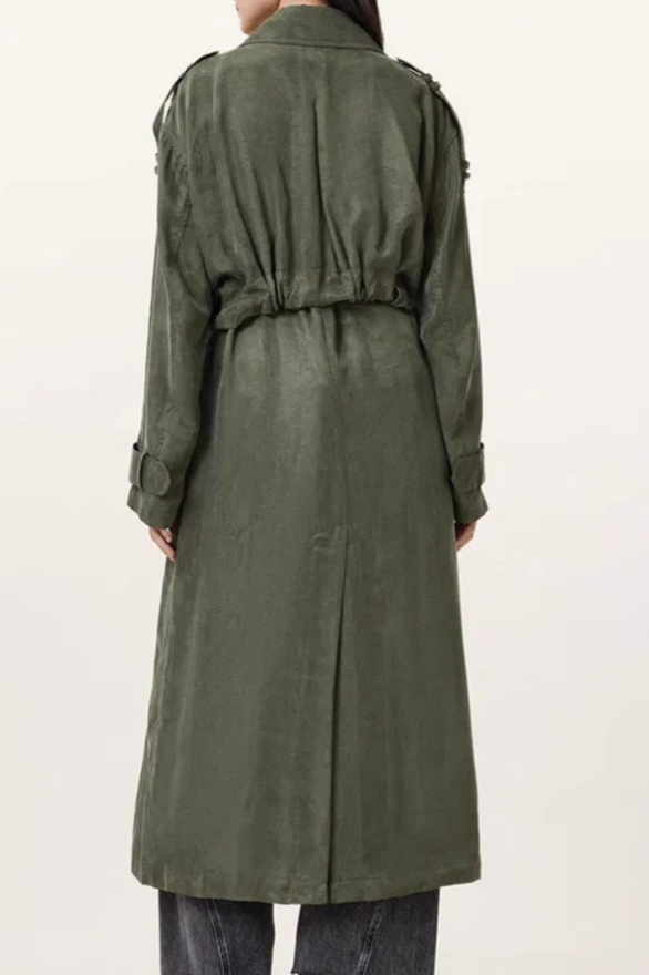 Suede Retro Casual Long Trench Blazer Overcoat Secondary image