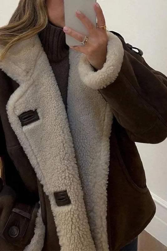 Faux Suede Shearling Lined Coat Secondary image