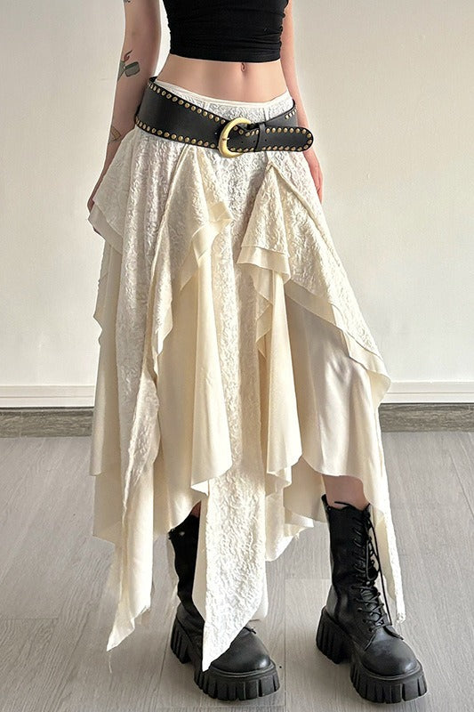 Asymmetric Wave Hem Tiered Midi Skirt Secondary image