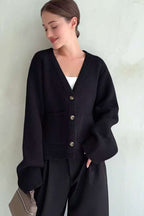 V Neck Pocket Detail Cardigan