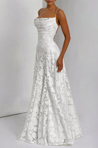 Jacquard Cami Backless Maxi Lace Dress